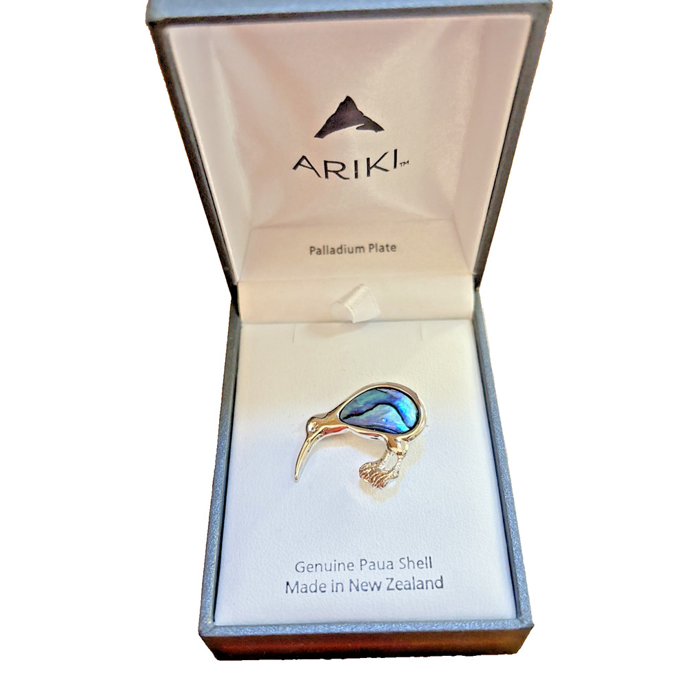 Vintage Rare Ariki Abalone Paua Shell New Zealand Kiwi Bird Pin Brooch 1.25"